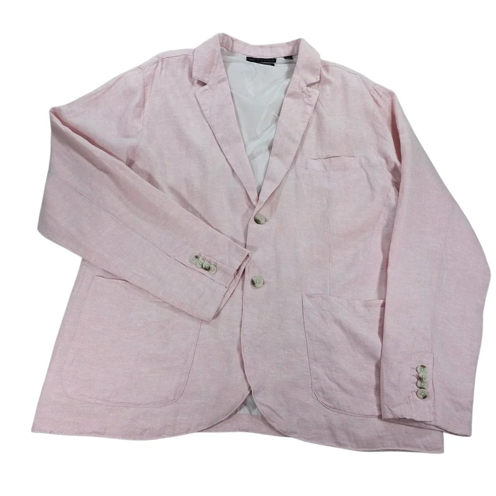 Saks Fifth Avenue Linen Blend Pink Blazer Sport Coat Pink XL Mens Sophisticated
